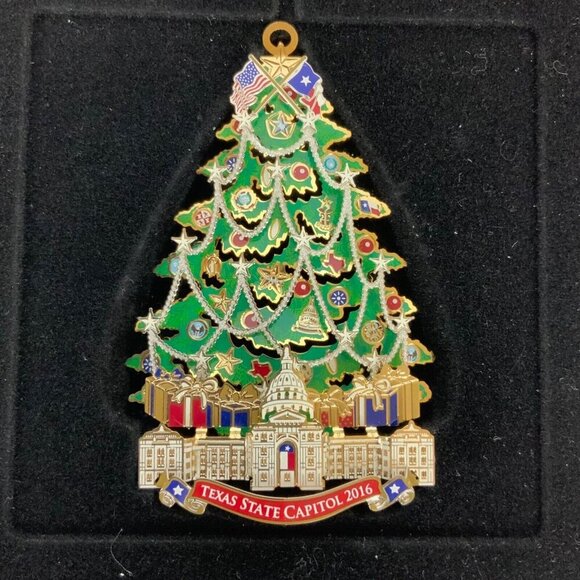 Texas State Capitol 2016 Annual Holiday Ornament Christmas Tree Gold-Plated - Picture 2 of 4